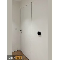 White Painted Interior Door with Royal Black Anodized Profile – Developer Supply UAE